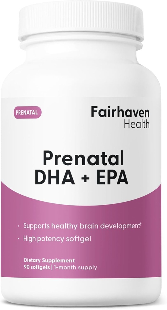 Fairhaven Health Peapod Prenatal DHA Suppléments à l'huile de poisson islandaise premium pour une grossesse en santé EPA DHA Omega 3 Supplément pour le cerveau, l'oeil, le développement cardiaque