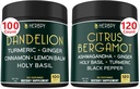 Ensemble 6in1 Supplément de dandelion et 6in1 Supplément d'agrumes Bergamot - Soutien relaxation, coeur, digestion santé et immunitaire