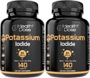 Doses de santé Potassium + Iodide (KI) Comprimés – 130mg 140 Comprimés – pour le support thyroïdien, métabolisme cellulaire et équilibre électrolytique – Non-OGM, sans gluten, certifié GMP, paquet de 2