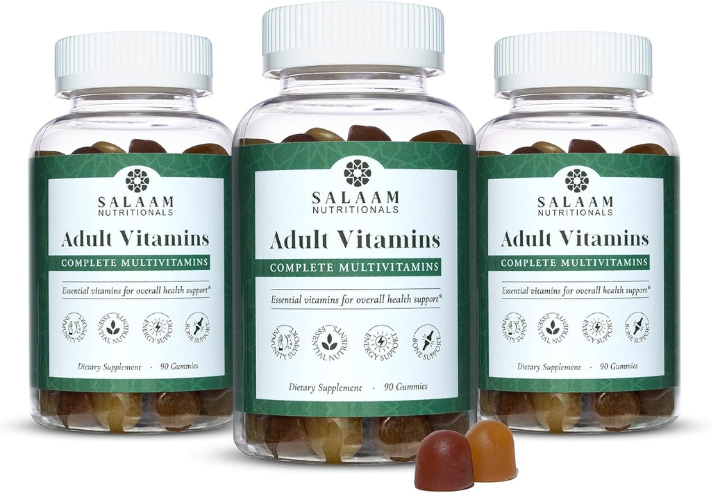 Salaam Nutritionals - Multivitamines pour adultes, vitamines pour les femmes et les hommes, multivitamines pour adultes avec 11 vitamines et minéraux essentiels, 90 Compte, 3 emballages