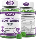 Sans sucre Nicotinamide 500mg Gommies, (Niacine Sans Fuite) Supplément de vitamine B3 Niacinamide pour l'énergie cellulaire Métabolisme et réparation, Vitalité, Vieillissement en santé, Arôme de canneberge, Facile à mâcher, 120 Cts