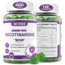 Sans sucre Nicotinamide 500mg Gommies, (Niacine Sans Fuite) Supplément de vitamine B3 Niacinamide pour l'énergie cellulaire Métabolisme et réparation, Vitalité, Vieillissement en santé, Arôme de canneberge, Facile à mâcher, 120 Cts
