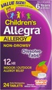Allegra Altergy Relief pour enfants de 12 heures à dissoudre par voie orale comprimés, anti-allergie intérieure et extérieure non somnolente, 30 mg de Fexofenadine HCI Antihistamine pour enfants, Arôme crème orange, 24 mois