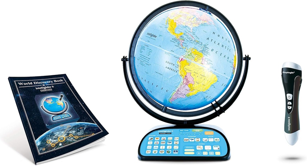 Replogle Globe Pour les enfants Interactive World Globe de 12 pouces parlant avec stand,Apprendre le jouet éducatif4Kids pour les enfants de classe 4-8 ans et décor