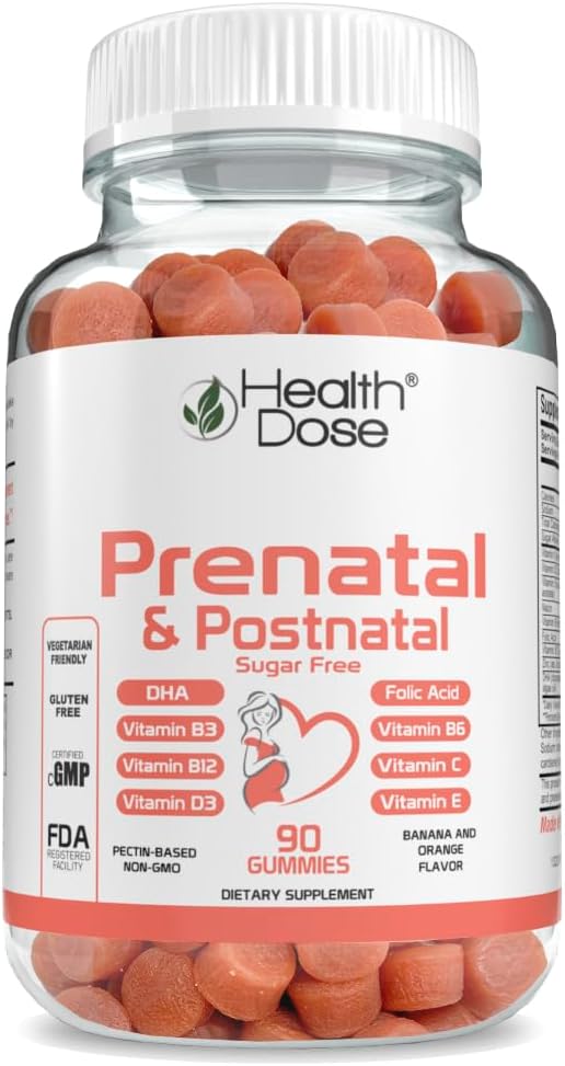 Health Dose Prenatal/Postnatal Complex Supplement. Vitamin B6, B12, C, Zinc. 90Ct
