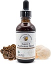 Creator's Touch Botanicals, Super 5, Champignon, Blend 2 fl oz avec Reishi, Turkey Tail, Lions Mane, Chaga et Maitake Champignons pour le soutien immunitaire. Double extrait, Macéré.