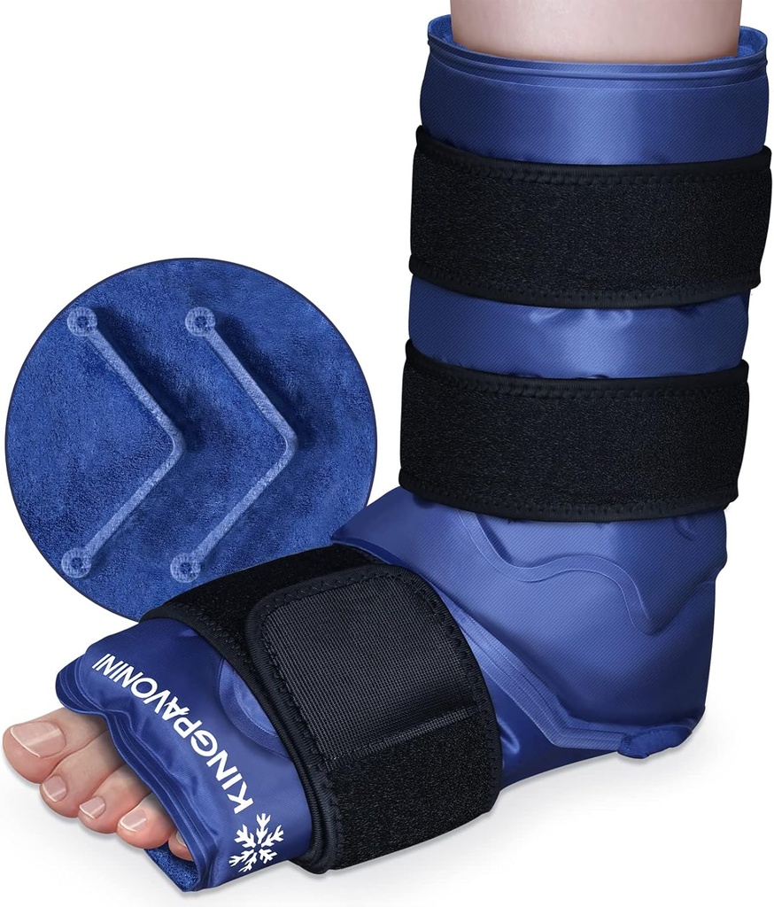 Enveloppe de glace de pied de cheville XXL pour blessures au pied, enveloppe de glace de cheville de couverture complète, enveloppe de glace de gel réutilisable pour la fasciite plantaire, la tendonitis d'Achille, les chevilles et les talons éparpillés, blessure fibulaire, bleu