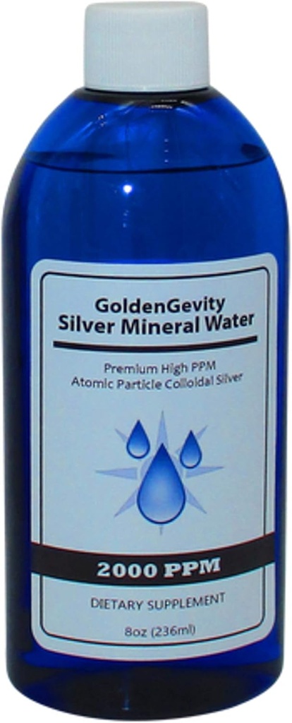 2000 PPM en argent colloïdal atomique bioactif, 8 oz, Supplément de soutien aux immunes minérales non toxiques et non OGM