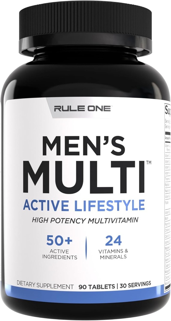 Règle 1 Multihommes - Vitamines quotidiennes masculines, minéraux essentiels, superaliments, enzymes digestives, acides aminés et antioxydants pour les modes de vie actifs et le bien-être (90 comprimés, 30 jours d'approvisionnement)