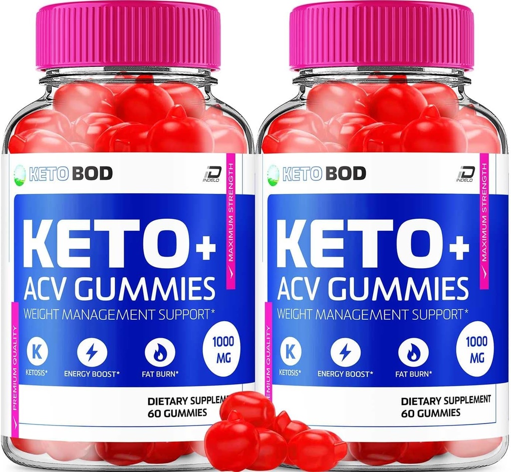 KetoBod Gummies Supplement – Keto BOD + Weight Management ACV Gummies Apple Cider Vinegar 1000MG, KetoBod Gummies Reviews, Vitamin B12 (2 Pack - 120 Gummies)