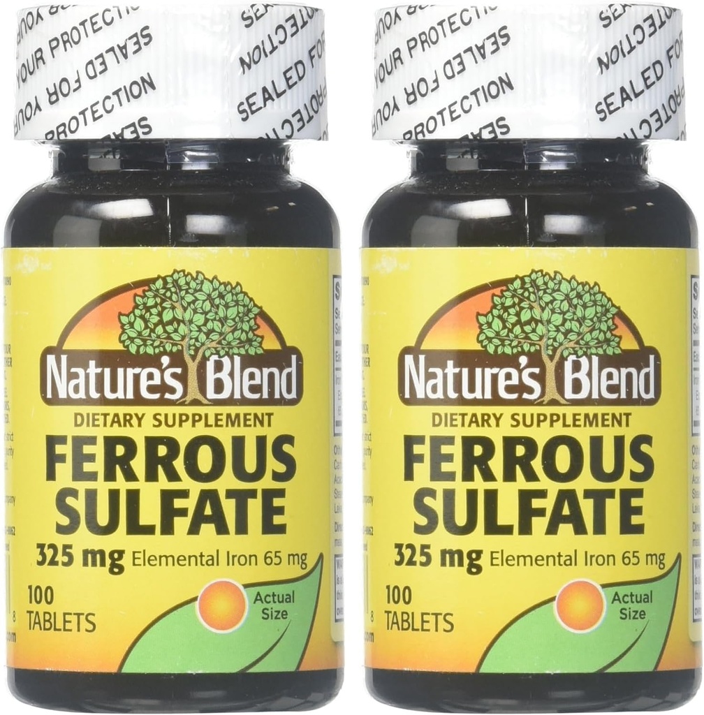 Mélange de fer de la nature Sulfate de fer 325mg BPK, Assortiment, Comprimés, 100 Compte, Paquet de 2