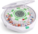 Live Fine 28-Day Automatic Pill Dispenser Frosted Lid avec écran LCD amélioré et serrure à clé, son & lumière pour les prescriptions, médicaments, vitamines, suppléments et plus