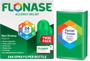 Spray anti-allergie à la flonase, soulagement multisymptômes non somnolents 24 heures sur 24 – 144 sprays (paquet de 2) plus pack bonus de tissus