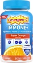 Emergen-C Immune+ Triple Action Immune Support Gummies, BetaVia (R), 1000mg Vitamine C, B Vitamines, Vitamine D et Antioxydants, Super Orange - 45 Compte