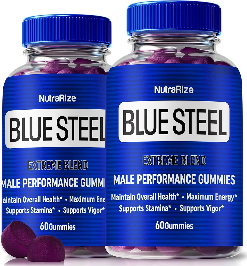(2 Pack) Gummies en acier bleu pour les hommes, la nutrition quotidienne pour renforcer la confiance et la santé globale, tout supplément naturel pour soutenir la performance de pic, Gummy mâle officiel, BlueSteel Avis (120 Gummies)