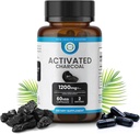 Capsules de charbon activés 1200 MG, 60 capsules de légumes, 30 jours Premium Detox & Support digestif, Gas & Bloating Relief, Bio Coconut Shell Charcoal, Gut Health, USA Made.