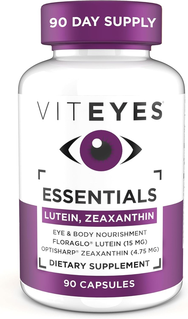 Viteyes Essentials Eye Health Dietary Supplement, Lutein & Zeaxanthin for Macular Support, 90 Capsules