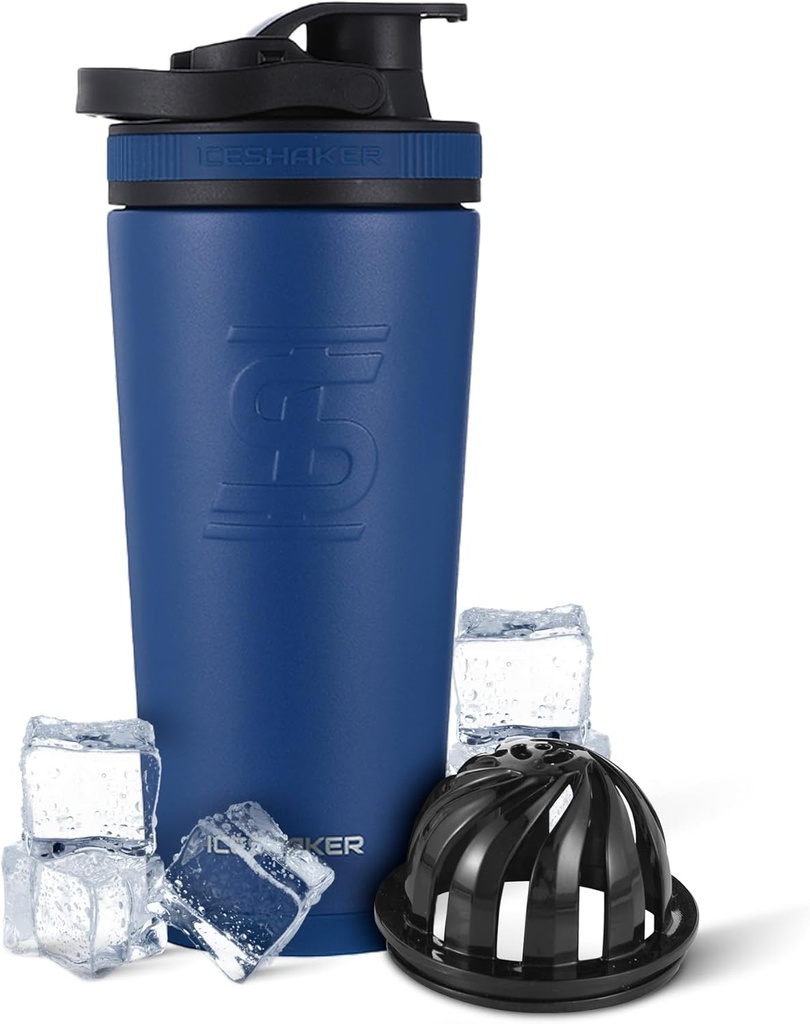 Bouteille de Shaker Inoxydable Ice Shaker en Acier Inoxydable : 26oz, Navy : froid pendant 30+ Heures.