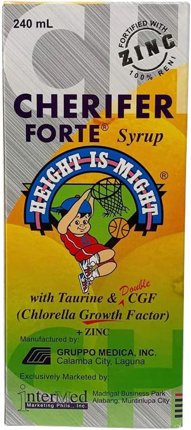Syrup Forte de Cherifer Forté de zinc avec facteur de croissance Taurine et Double Chlorella + Saveur Orange Zinc 240 ml