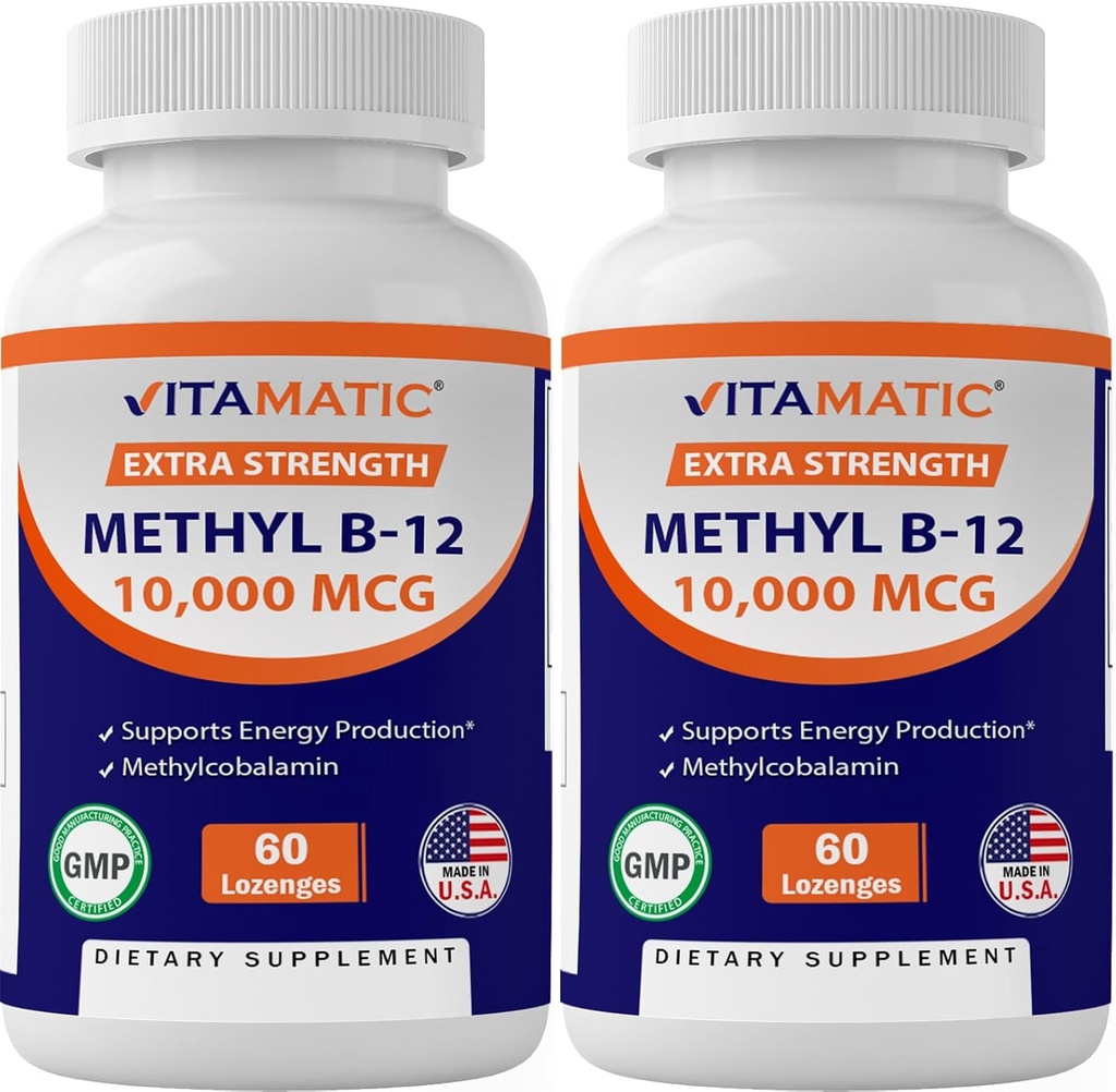 Vitamine de méthyle Vitamine B12 (méthylcobalamine) 10 000 mcg (10mg) 60 Lozenges - Source supérieure de vitamine B12 (2 Pack)