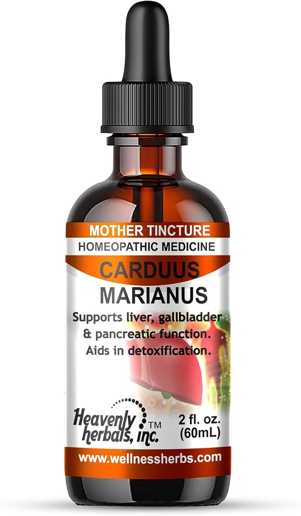 Heavenly Herbals, Inc. Carduus Marianus Q - Teinture homéopathique - Soutient le foie, la vésicule et la fonction pancréatique. Aides à la désintoxication. 2.0 Fl Oz - fabriqués et expédiés des États-Unis>