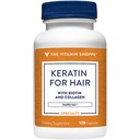La kératine Vitamine Shoppe pour les cheveux avec biotine et collagène, soutient les cheveux forts, sains, coupe cheveux (120 capsules)