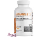 Vitamine B12 2500mcg Shot of Energy Dissolve Fast Chewable Comprimés - Release rapide Cherry Aromatisé Sublingual B12 Vitamine - Supporte le système nerveux, saine fonction cérébrale Production d'énergie – 90 Compte