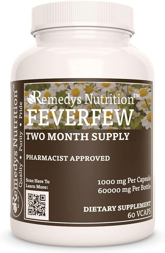 La nutrition de Remedy Feverfew, 1000 mg, 60 Capsules végétaliennes Complément alimentaire à base de plantes
