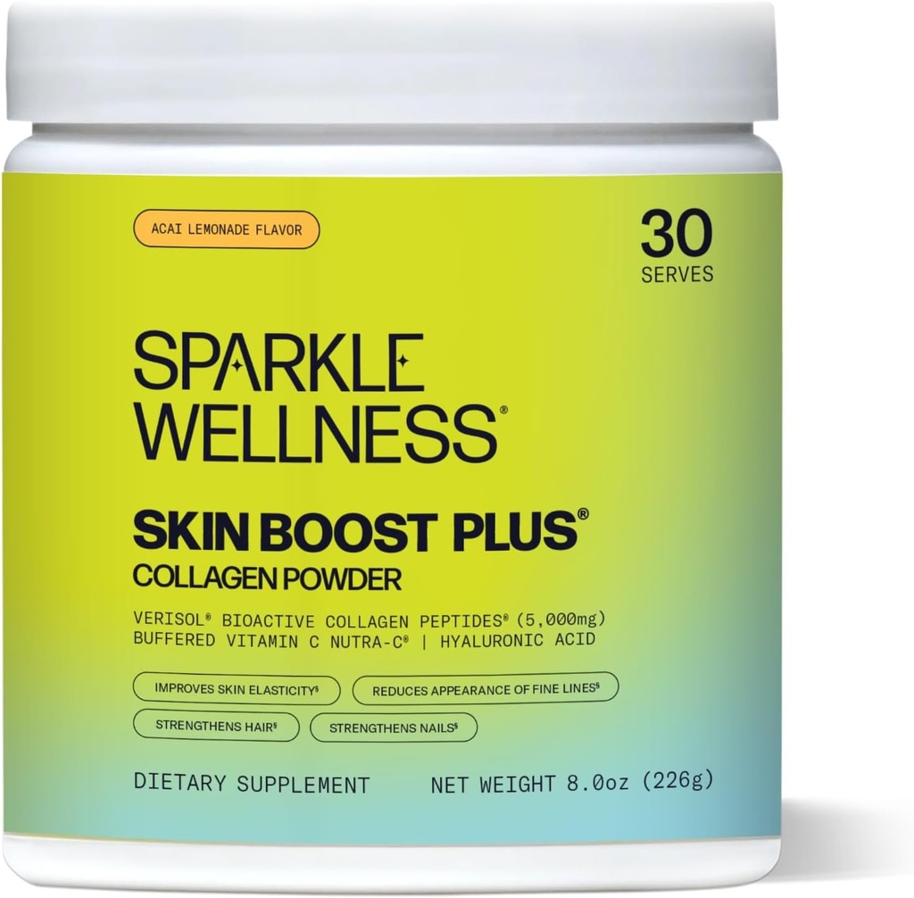 Sparkle Wellness VERISOL Bioactive Hydrolyzed Collagen Peptides , poudre de collagène avec vitamine C et acide hyaluronique pour la santé des cheveux, de la peau et des ongles