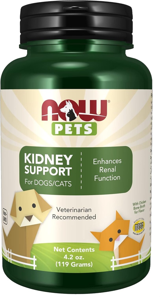 NOW Foods Pet Health, Kidney Support Supplement, Formulated for Cats & Dogs, NASC Certified, Powder, 4.2-Ounce