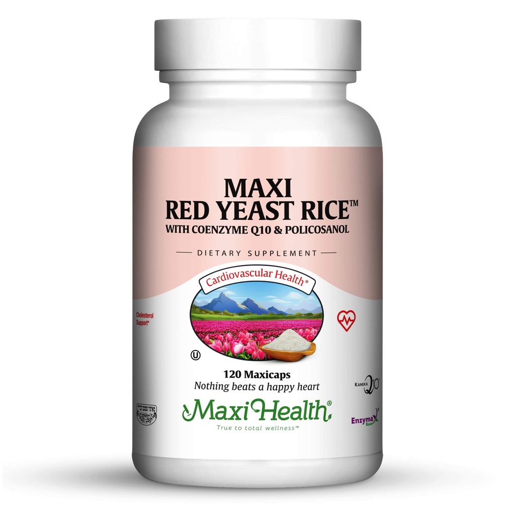 Maxi Health Kosher Maxi Red Yeast Riz avec Coenzyme Q10 et Policosanol (compte 120 non aromatisé (paquet de 1))