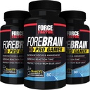 FORCE FACTOR Forebrain Pro Gamer Cerveau Booster, Gamer Suppose d'augmenter Focus & Sensibilisation, Bleu Lumière, Supplément de Gaming, Nootropic, 240 Capsules, 3-Pack, Noir