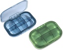2 Pack 6 Compartiment Pill Organizer, dossier de preuve de l'humidité pour les voyages, contenant quotidien de vitamine de médecine portable, huile de poisson et stockage de suppléments (bleu et vert)