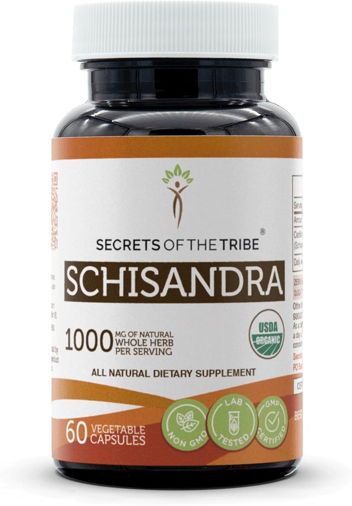 Secrets de la Tribe Schisandra USDA Organic 60 Capsules de fruits séchés (60 Capsules)