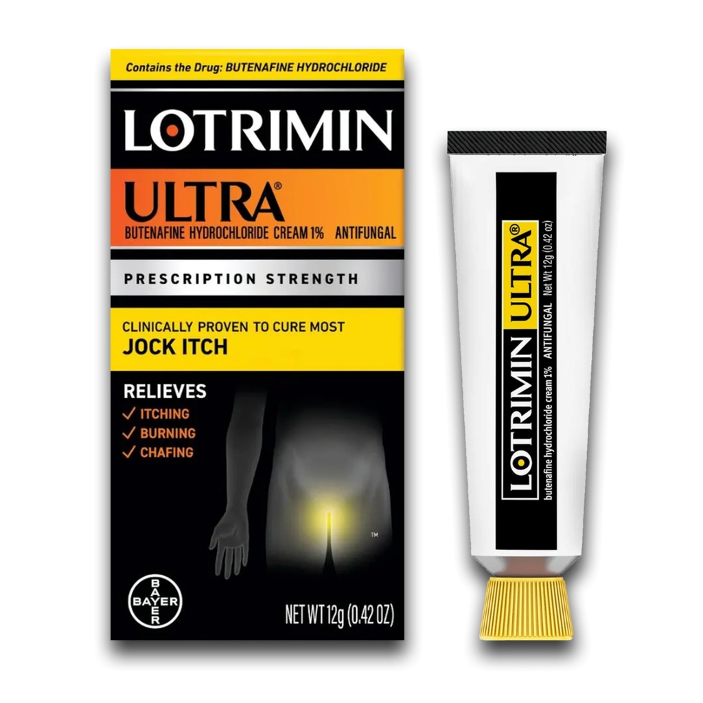Crème de démangeaison ultra-jock de Lotrimine - Traitement puissant du chlorhydrate de buténafine pour la démangeaison jock, 0,42 Ounce (12 Grams) (Packaging May Vary)