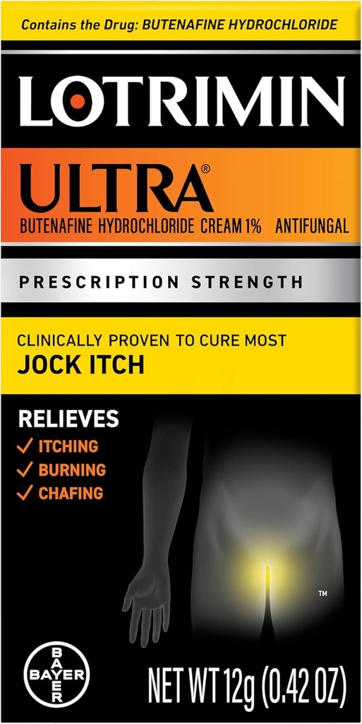 Lotrimin Ultra Jock Itch Cream - Powerful Butenafine Hydrochloride Treatment for Jock Itch, 0.42 Ounce (12 Grams) (Packaging May Vary)