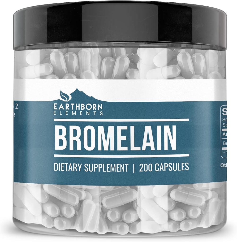 Éléments terriens Bromelain 200 Capsules, pures et non diluées, sans additifs