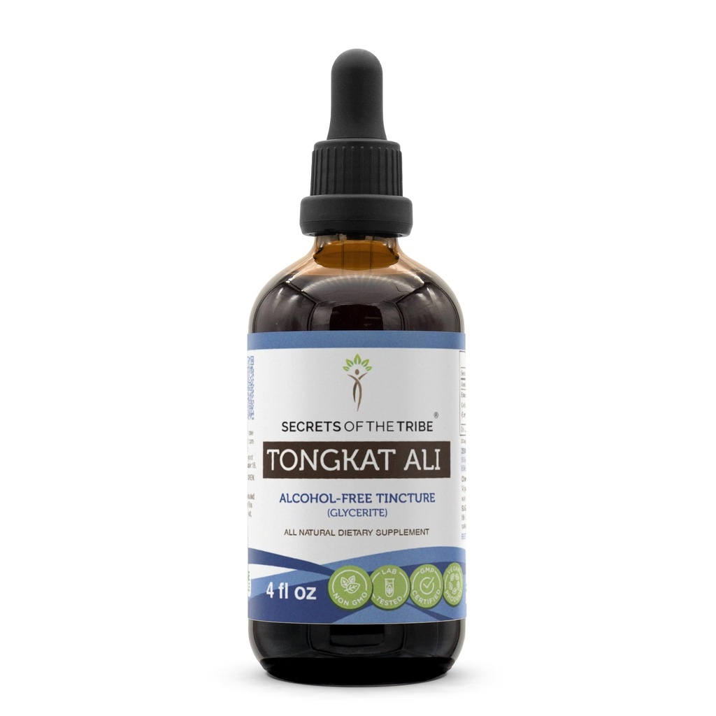 Secrets de la tribu Tongkat Ali Extrait liquide sans alcool, Tongkat Ali (Eurycoma Longifolia) Racine séchée (4 FL OZ)