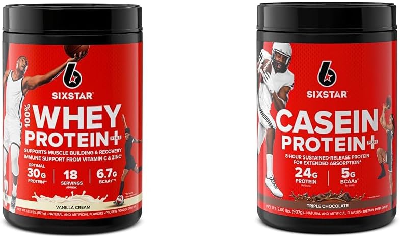 Six Star Elite Series 100% Whey Protein Plus Vanilla Cream 1.8lbs US & Casein Protein Powder Elite Casein Protein Powder Digestion lente de la protéine Micellar