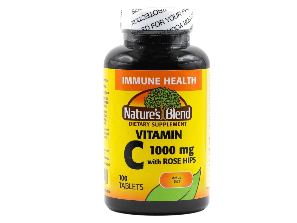 Nature`s Blend Vitamin C 1000mg w/Rose Hips Tablets 100 ct