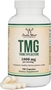 Suppléments en bois double TMG Triméthylglycine Supplément 1000mg par portion, 180 Capsules (compléments TMG pour le contrôle de l'homocystéine) TMG véritable avec une odeur de poisson, sans gluten, non-OGM