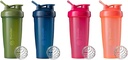 BlenderBottle 2-Pack 28-Ounce Classic Shaker Bouteilles pour les shakes protéiques et préentraînement, Moss/Moss et Marine/Navy et tout rose et corail