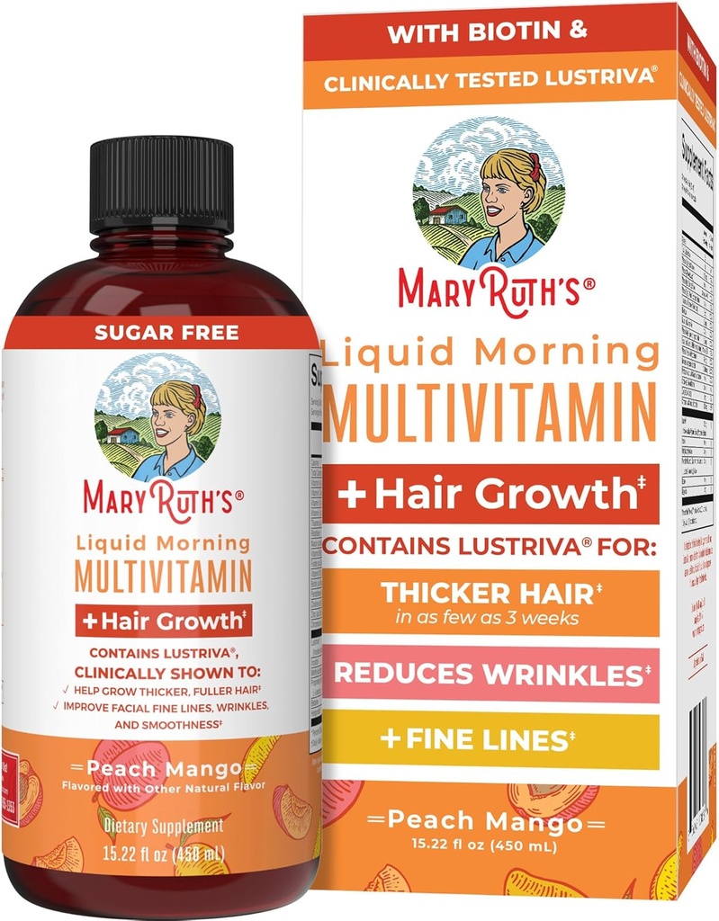 MaryRuth Organics Liquid Multivitamin+Hair Growth (en anglais seulement) Biotin 10000mcg (en anglais seulement) Lustriva Hair Growth Supplement (en anglais seulement) Lustriva Hair Growth Supplement (en anglais seulement) Lustriva Hair Growth Supplement (en anglais seulement) Testé cliniquement chez les femmes pour des rides capillaires et faciales plus épaisses.