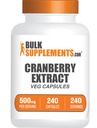 BulkSupplements.com Capsules d'extrait de canneberge - Suppléments de canneberge pour hommes et femmes, Supplément à base de plantes - Vegan & Gluten Free, 1 Capsule par portion (500mg), 240 Compte (paquet de 1)