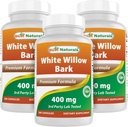 Meilleures barres de saule blanc naturel 400 mg 180 Capsules (180 Nombre (paquet de 3))