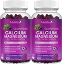 Calcium Magnésium Zinc Gommies avec haute absorption Magnésium Glycinate 200mg, Potassium - Supplément de Calcium Plant avec D3 et la mousse de mer pour les os, les muscles, l'humeur calme et le sommeil- Enfants et adultes (2 Pack)