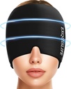EXQUISLIFE Enroulement de la tête de glace de la migraine, chapeau de soulagement des maux de tête pour la migraine, traitement chaud et froid, masque des yeux de maux de tête pour le sinus, les yeux puants, la tension et le stress (noir)