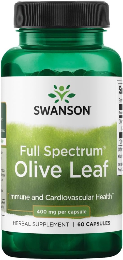 Swanson Full Spectrum Olive Leaf 400 Milligrams 60 Capsules