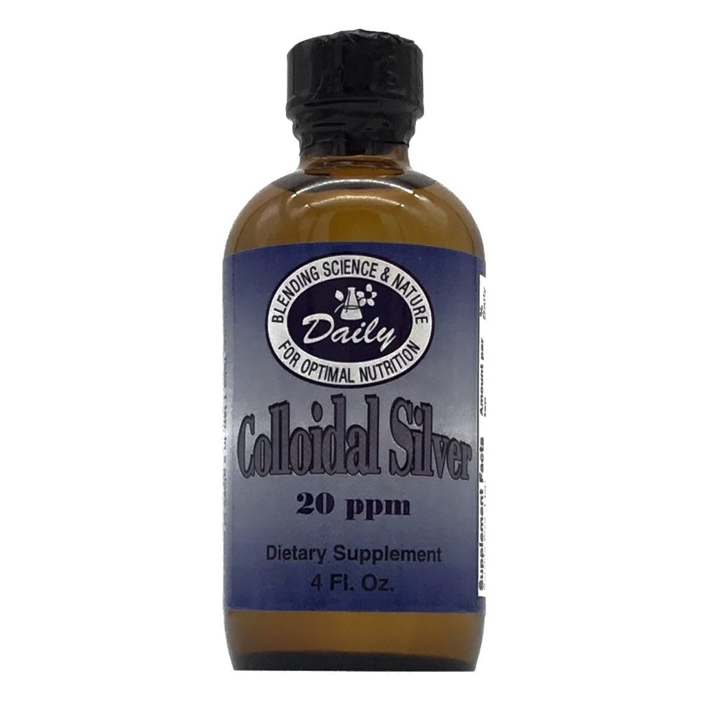 Fabrication quotidienne Argent colloïdal, 20 ppm (classe alimentaire) 4 fl oz