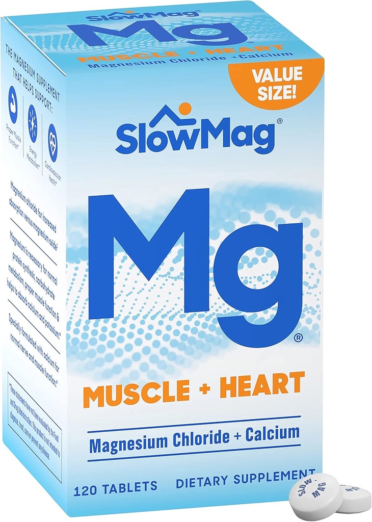 Convergence SlowMag® Mg Muscle + Coeur Chlorure de magnésium Comprimés avec Calcium 120 CtMagnésium soutient l'apprentissage et la performance mémoire chez les adultes vieillissants*